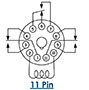 88H Series - Hermetically Sealed Relays - Wiring Diagram (11 Pin}