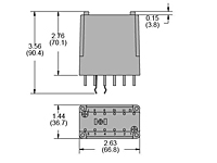112 Series - Low Coil Power Sensitive Relays - Industrial Pin Out - Dimensional Picture