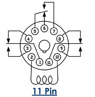 88H Series - Hermetically Sealed Relays - Wiring Diagram (11 Pin}