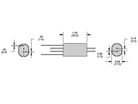 RR Series - Axial Lead, Shielded Reed Relays - Dimensional Picture
